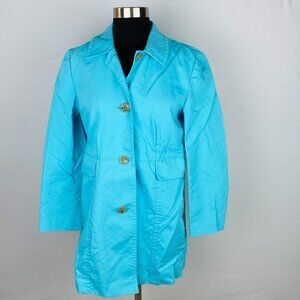 Ann Taylor Jacket Womens Blue Button Down Pockets Pretty Casual S